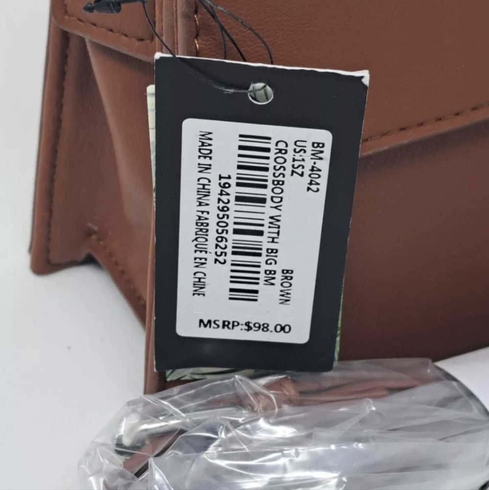 NWT Badgley Mischka Mini Crossbody Bag - Brown Vegan - Picture 7 of 7